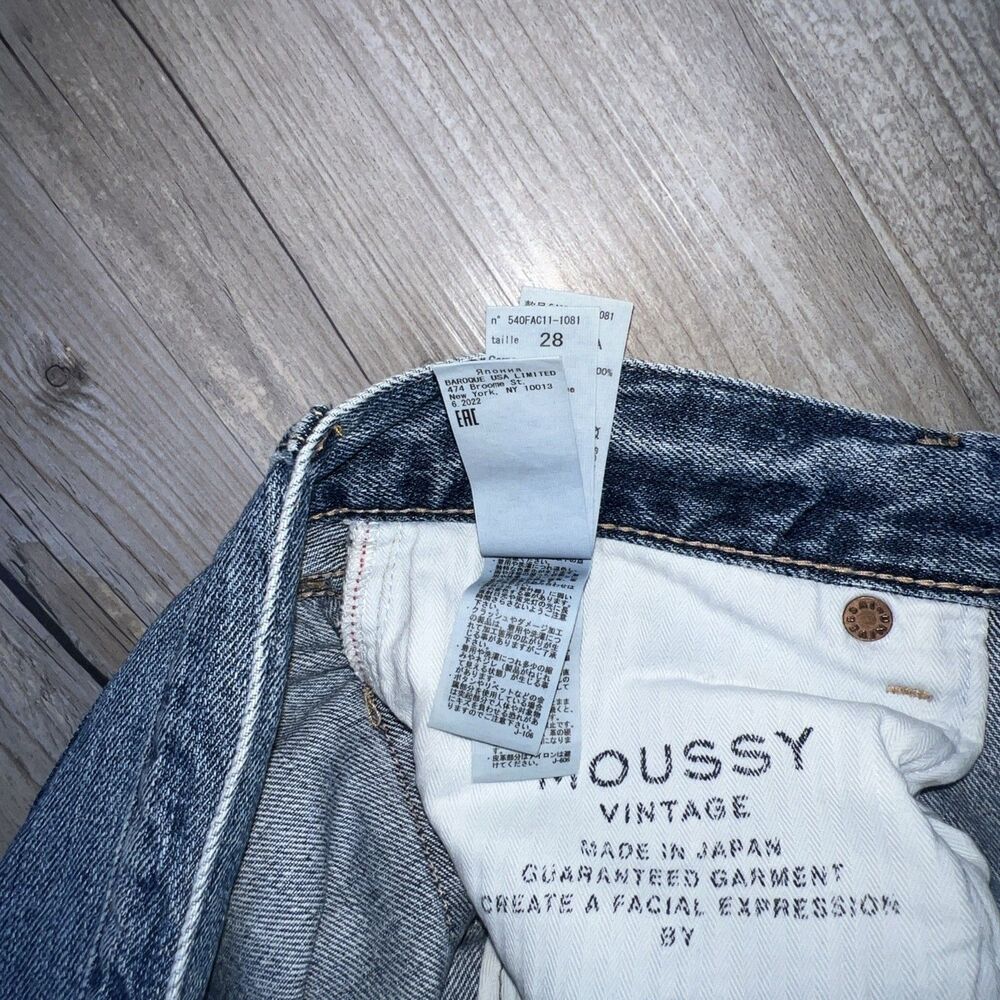 Moussy Rhett Vintage Skinny Jeans Japan Saab High Rise Denim Blue Size 28 x 30 - Picture 13 of 15